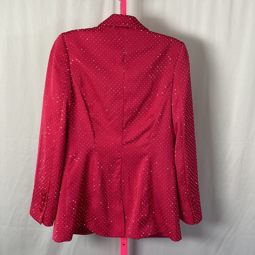 🚨WORN ON TV🚨 NADINE MERABI pink w/sparkle gems blazer pant suit size s/m - Picture 5 of 7